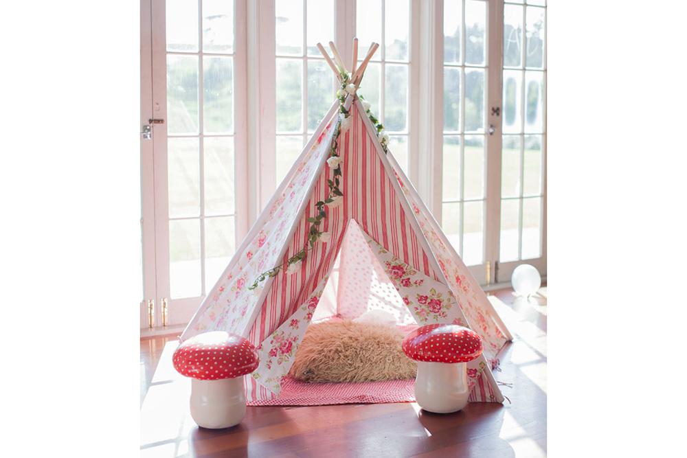 Floral Fabric Teepee & Floor Mat